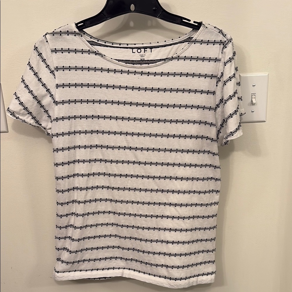 LOFT White and Cream Short Sleeve Boxy T-Shirt